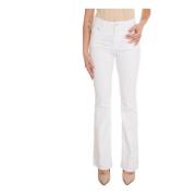 Flared Denim Jeans met Geborduurde Applicatie Guess , White , Dames