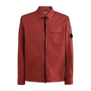 Gabardine overhemd met klassieke kraag C.p. Company , Red , Heren