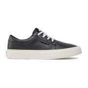 Zwarte PU Leren Skate Derby Sneakers Tommy Jeans , Black , Heren