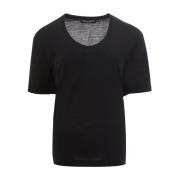 Zwarte wollen Regular Fit T-shirt Dolce & Gabbana , Black , Dames