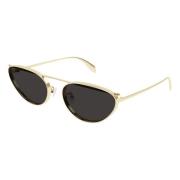 Gold/Dark Grey Sunglasses Alexander McQueen , Yellow , Dames