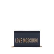 Zwarte schoudertas van eco-leer met metalen merklogo Love Moschino , B...