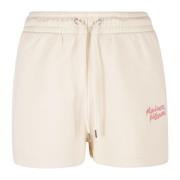 Handwriting Regular Jog Shorts Maison Kitsuné , Beige , Dames