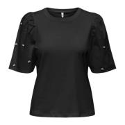 Shine Puff T-Shirt Lente/Zomer Collectie Only , Black , Dames