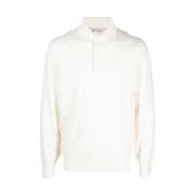Witte Cashmere Gebreide Polo Sweater Brunello Cucinelli , White , Here...