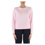 Katoenen Piqué Sweatshirt met Strass Logo Sun68 , Pink , Dames