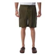 Cupro Bermuda Shorts met elastische taille Costumein , Green , Heren