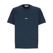 Blauw Katoenen T-shirt met Logo Msgm , Blue , Heren