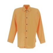 Homme Plissé Polyester Shirt Issey Miyake , Orange , Heren