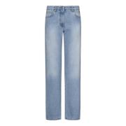Blauwe Katoenen Denim Jeans met Trim Msgm , Blue , Dames