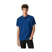 Regal Blue Polo Shirt met Gestreepte Details Pepe Jeans , Blue , Heren