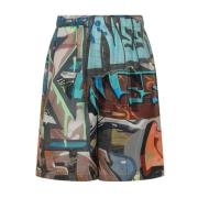 Casual Lounge Shorts Off White , Multicolor , Dames
