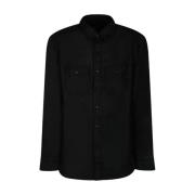 Zwarte Militaire Fit Shirt met Zakken Tom Ford , Black , Heren