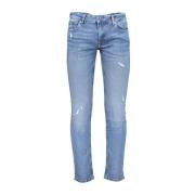 Gewassen Skinny Jeans met Logo Detailing Guess , Blue , Heren
