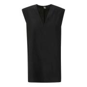 V-Neck Top TotêMe , Black , Dames