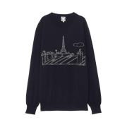 Paris Merino Wool Jumper Ines De La Fressange Paris , Blue , Dames