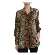 Dierenprint zijden blend blouse Dolce & Gabbana , Multicolor , Dames