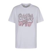 Witte Cats Relaxed T-shirt Ganni , White , Dames