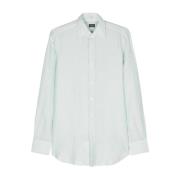 Groene Linnen-Katoen Slub Shirt Finamore , White , Heren