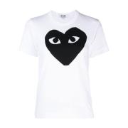 Hart Logo Katoenen T-shirt Wit Comme des Garçons Play , White , Dames