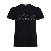 Zwart Logo Strass T-shirt Karl Lagerfeld , Black , Dames