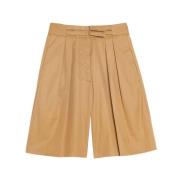 Khaki High-Waisted Gabardine Shorts Ines De La Fressange Paris , Brown...