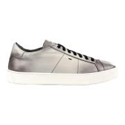 Italiaanse Leren Sneakers Santoni , Gray , Heren