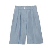 Blauwe Geplooide Hoge Taille Shorts Ines De La Fressange Paris , Blue ...
