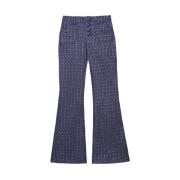 Navy Print Flare Broek Ines De La Fressange Paris , Blue , Dames