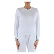 Katoenen Piqué Sweatshirt met Strass Logo Sun68 , White , Dames