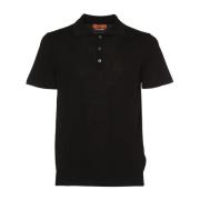 Zwarte Katoenen Crepe Polo T-shirts Daniele Fiesoli , Black , Heren