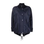 Midnight Blue Hooded Bomber Jacket Burberry , Blue , Dames