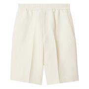 Witte Shorts Elastische Koord Rits Burberry , White , Heren