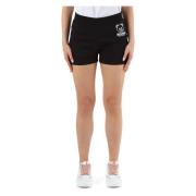 Stretch katoen logo print sportieve shorts Moschino , Black , Dames