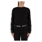 Stretch Katoenen Sweatshirt met Logoprint Moschino , Black , Dames
