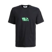 Zwart Logo Print Crew-neck T-shirt Msgm , Black , Heren