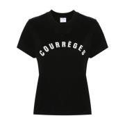 Zwart Logo Jersey Top Courrèges , Black , Dames