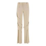 Satijnen Broek met Riemdetail Blumarine , Beige , Dames