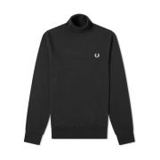 Zwarte Merinowol Coltrui Trui Fred Perry , Black , Heren