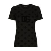 Monogram T-shirt Klassieke Stijl Dolce & Gabbana , Black , Dames