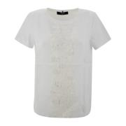 Geborduurd Linnen T-shirt met Jersey Inzet Max Mara Weekend , White , ...