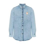 Denim Teddy Bear Shirt - Blauw Moschino , Blue , Heren