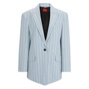 Elastische Longline Blazer met Nadelstrepen Hugo Boss , Blue , Dames