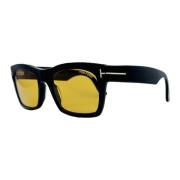Rechthoekige vierkante zonnebril zwart geel Tom Ford , Black , Unisex