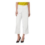 Wijde Witte Leren Broek Twinset , White , Dames