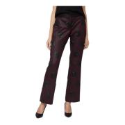 Bordeaux Broek met Leren Details Twinset , Red , Dames