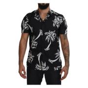 Zwarte Palmbomen Zijden Shirt Dolce & Gabbana , Black , Heren