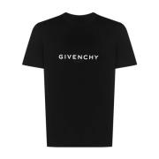 Zwart Logo Print Katoenen T-Shirt Givenchy , Black , Heren
