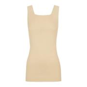 Zijden en katoenen vierkante hals top Cortana , Beige , Dames