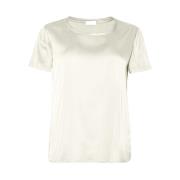Bruin Satijn Stretch Ronde Hals T-shirt Liu Jo , White , Dames